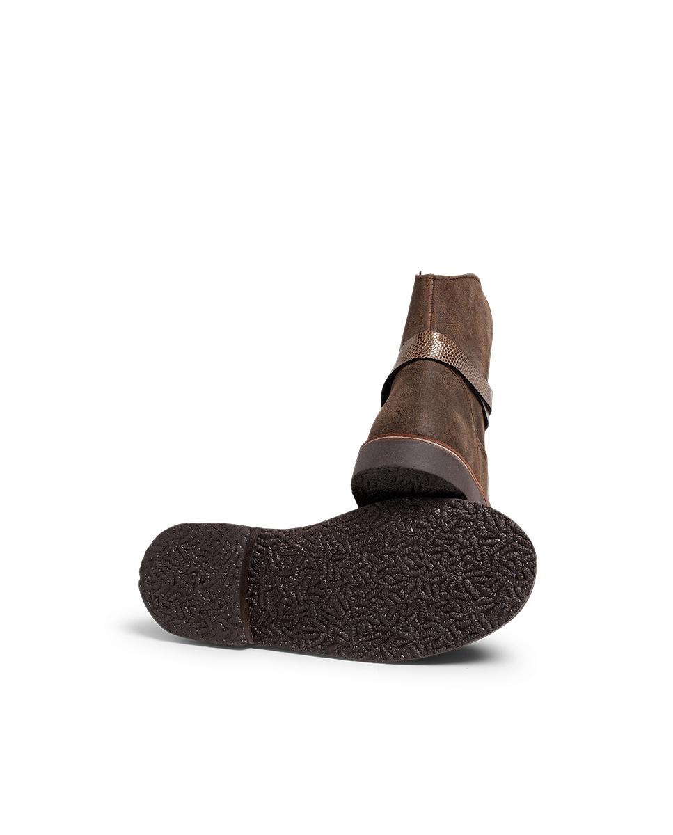 Botas Baixas com Adorno Efeito Serpente Castanho-escuro-2