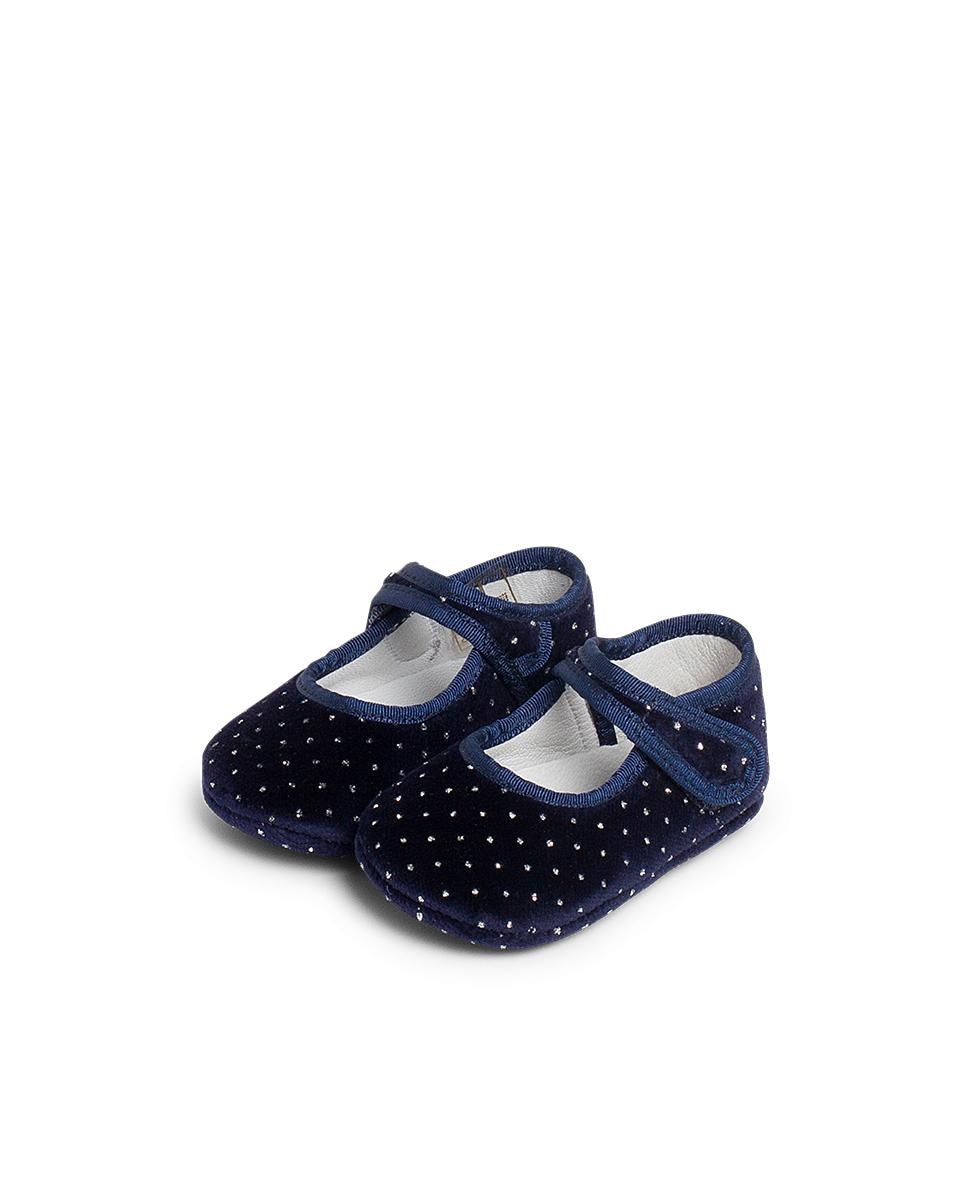 Merceditas para Bebé de Veludo Azul-marinho-3