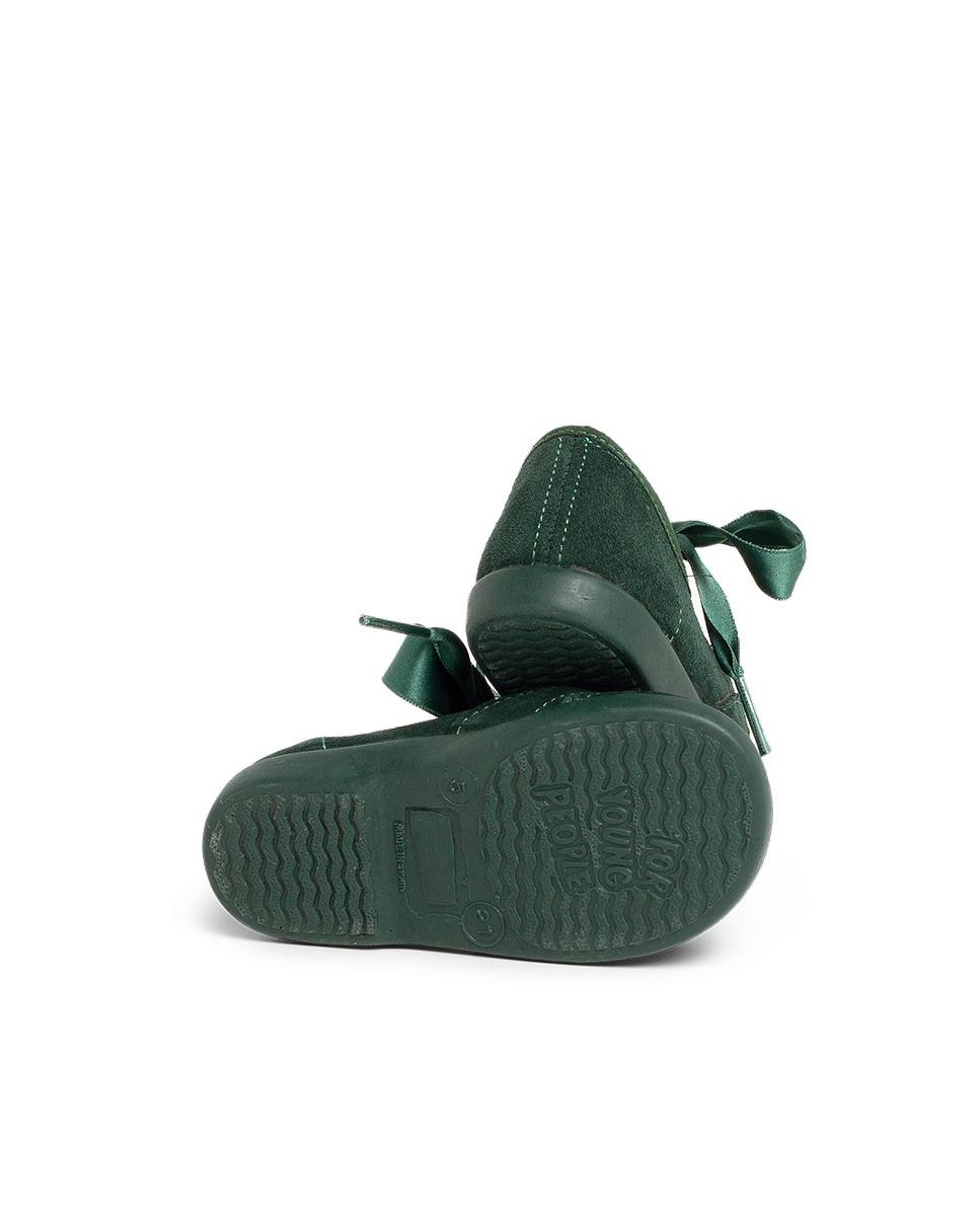 Sapato de Cordões para Bebé em Camurça Pisamonas Verde-escuro-2