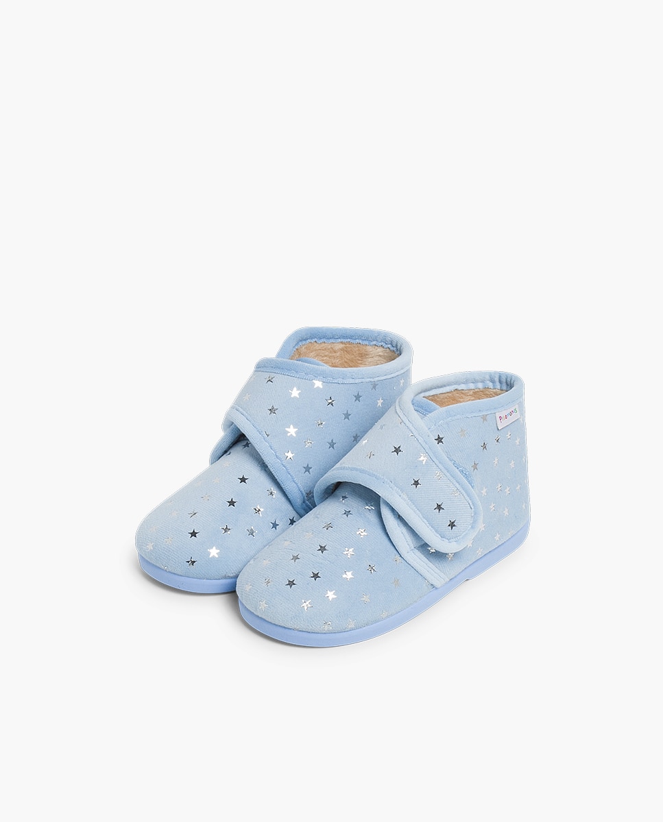 Pantufas Fechadas de Bebé de Estar Por Casa Pisamonas Celeste-3