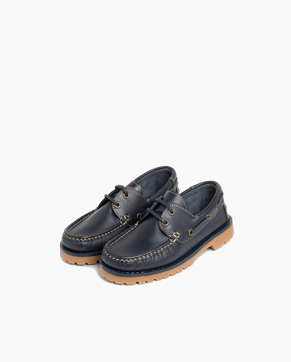 Náuticos Infantil com Atacadores Azul-marinho-3