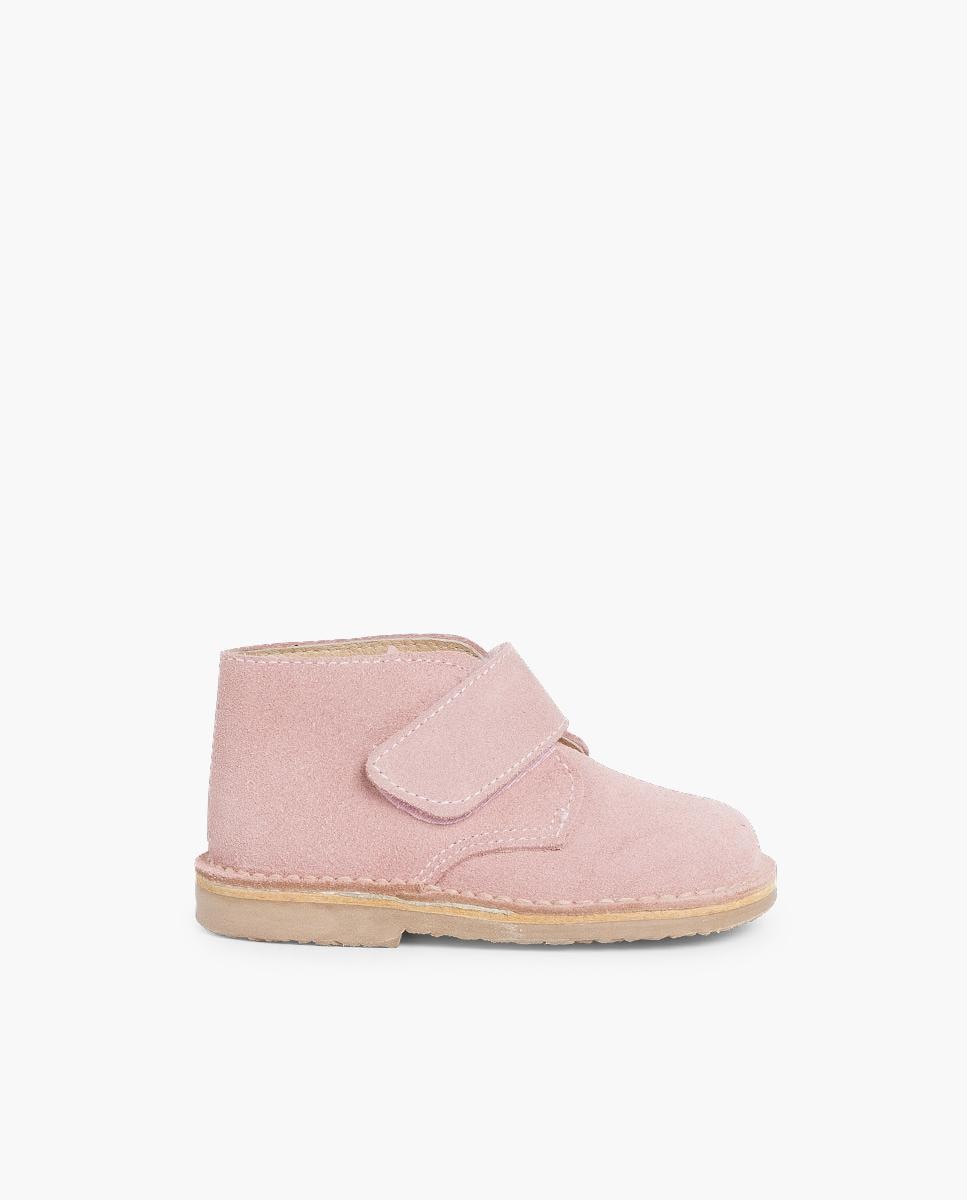 Botas Infantil Estilo Safari com Velcro Rosa-1