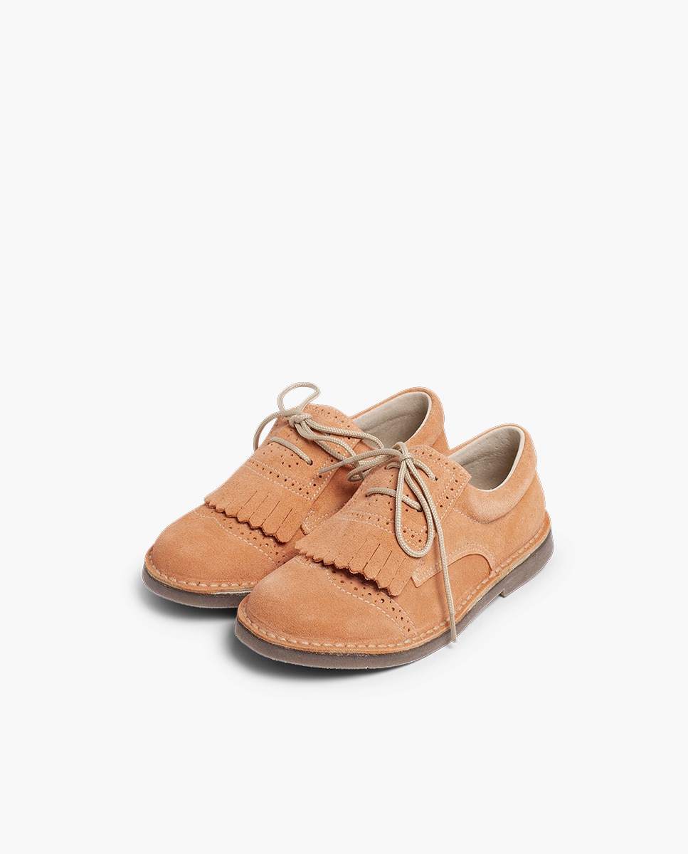 Sapatos de Cordões Infantil com Franjas Salmão-3