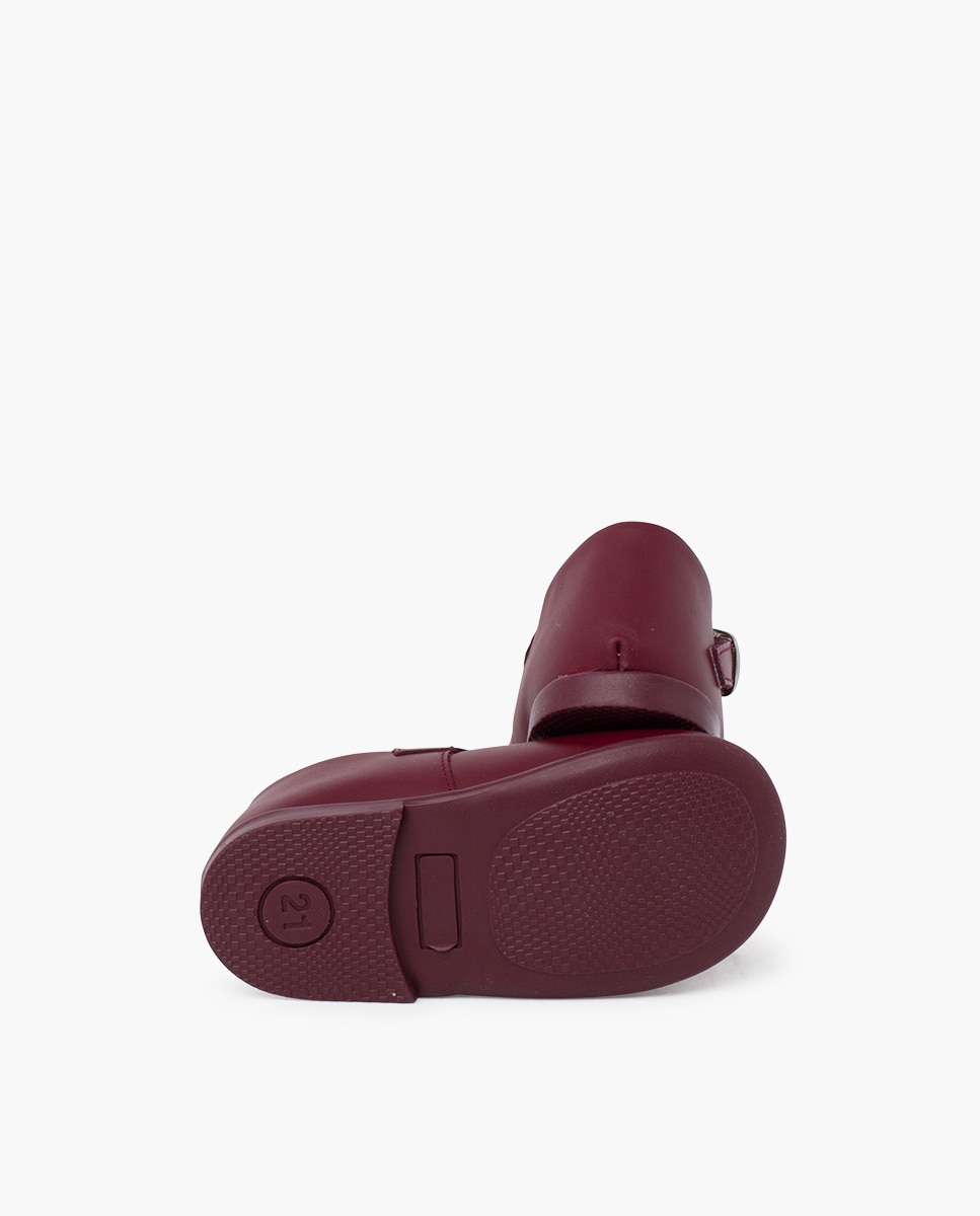 Sapatos de Presilha de Pele para Bebé Bordeaux-2