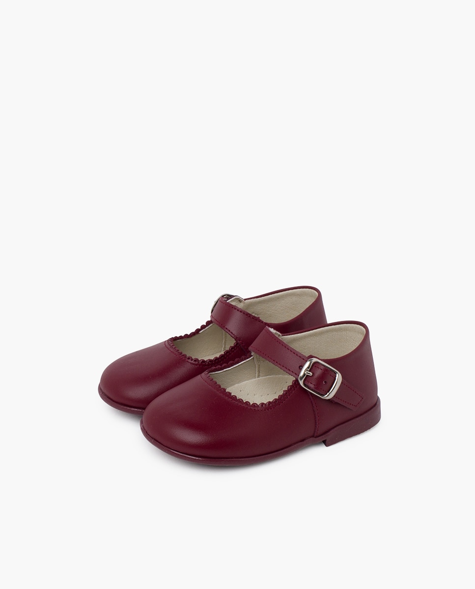 Sapatos de Presilha de Pele para Bebé Bordeaux-3