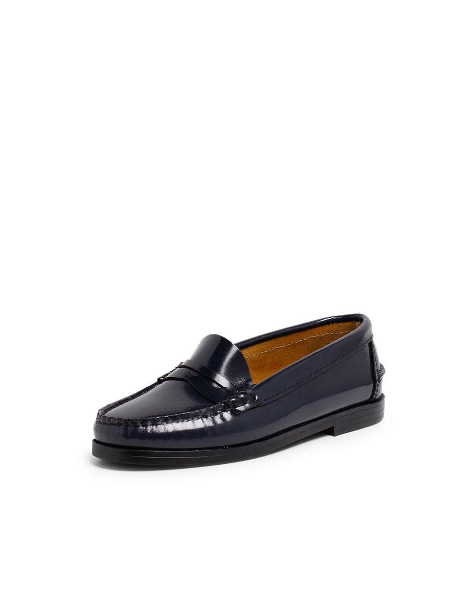 Mocassins Infantil de Pele de Estilo Clássico Pisamonas Azul-marinho-2