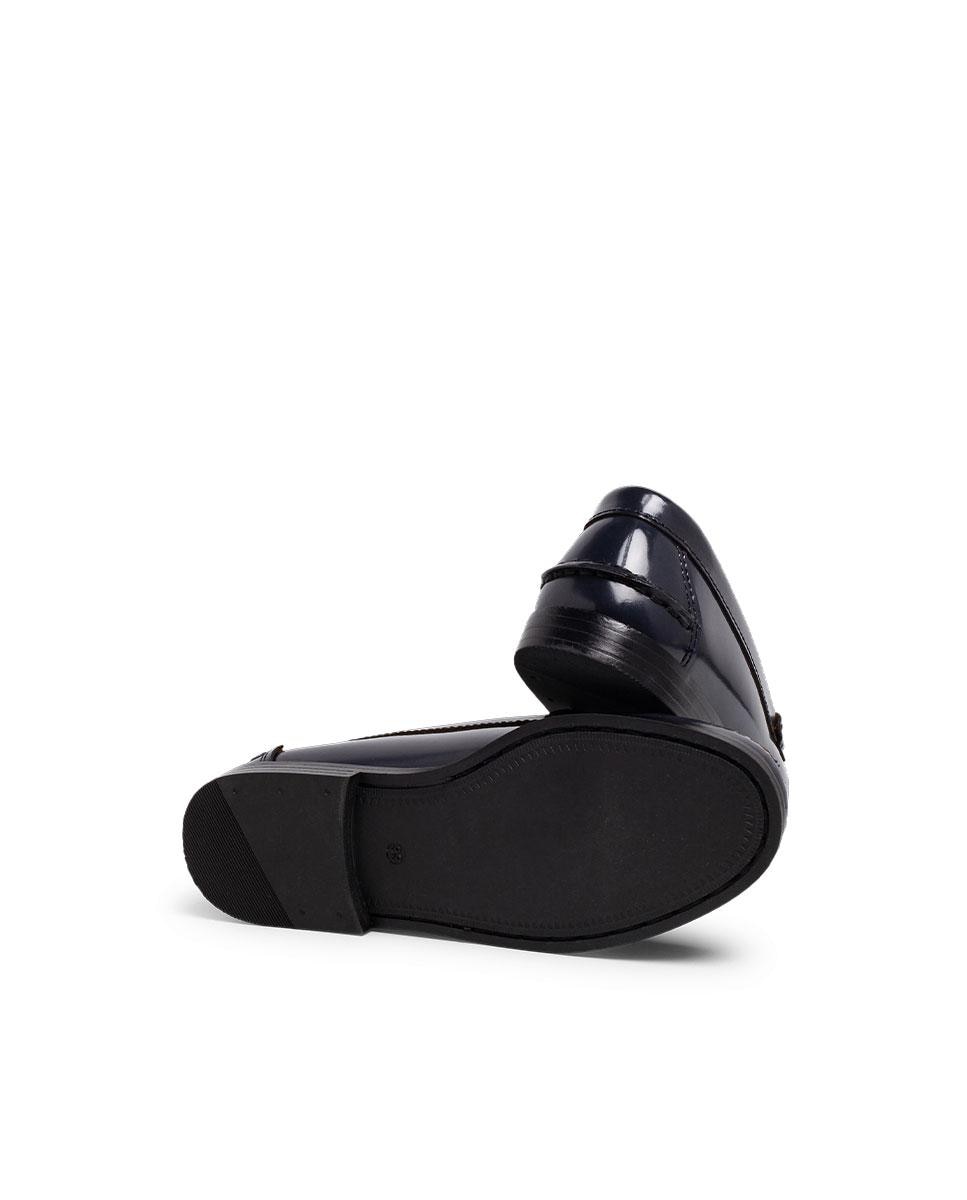 Mocassins Infantil de Pele de Estilo Clássico Pisamonas Azul-marinho-3