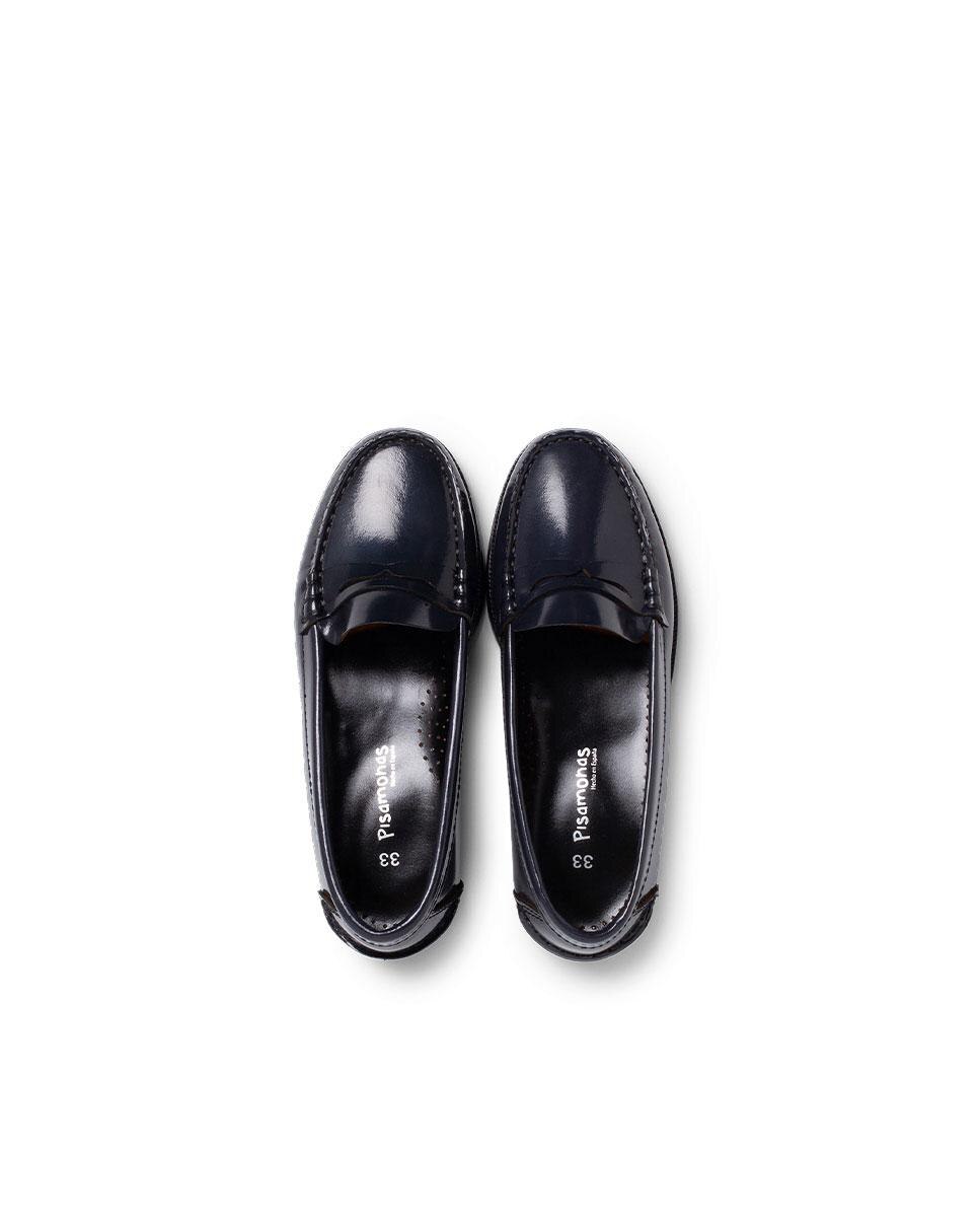 Mocassins Infantil de Pele de Estilo Clássico Pisamonas Azul-marinho-5