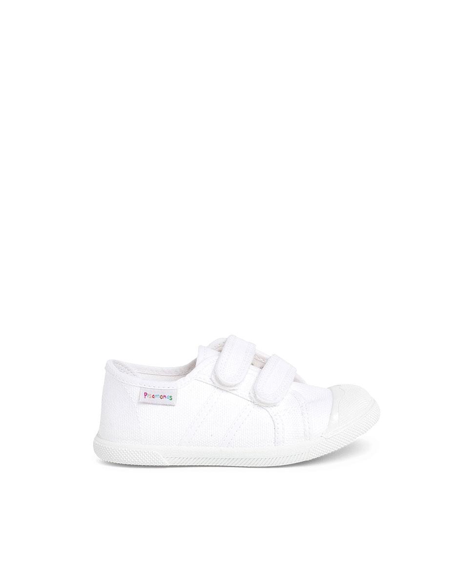 Sapatilhas de Lona Infantil com Velcro Branco-1