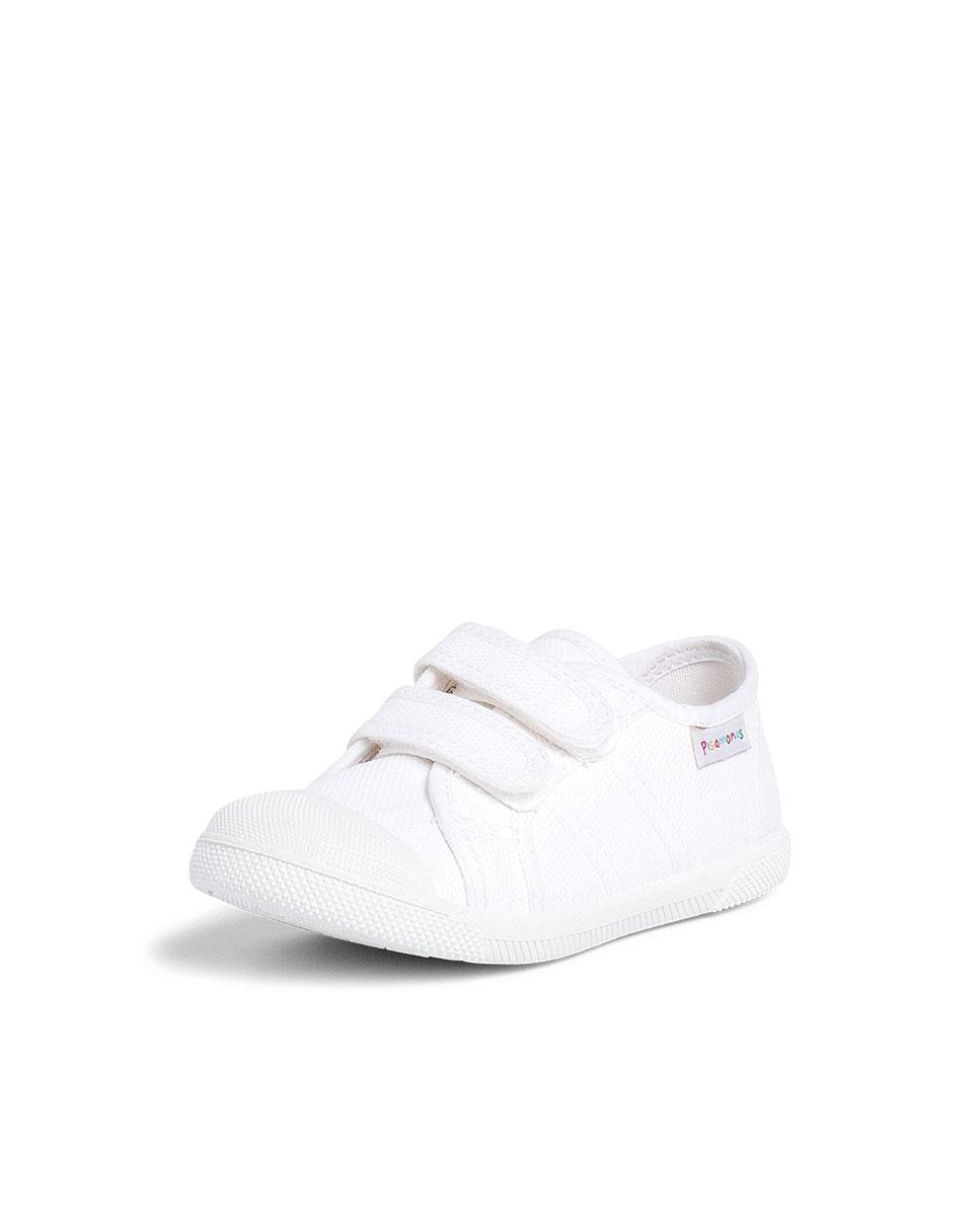 Sapatilhas de Lona Infantil com Velcro Branco-2