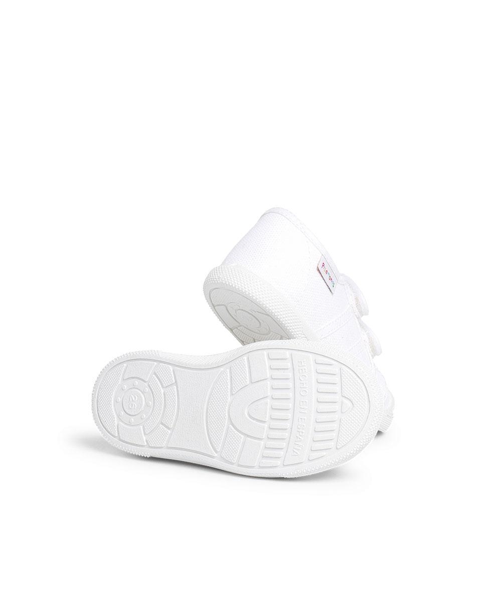 Sapatilhas de Lona Infantil com Velcro Branco-3