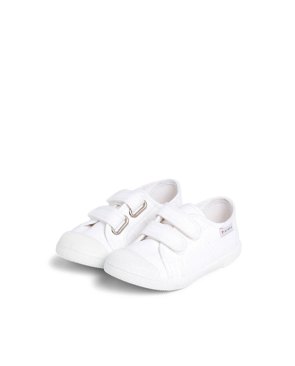 Sapatilhas de Lona Infantil com Velcro Branco-4