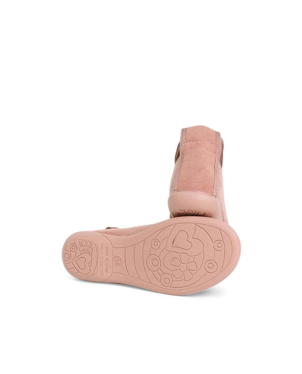 Sabrinas Infantil Efeito Camurça com Tiras Rosa-claro-3