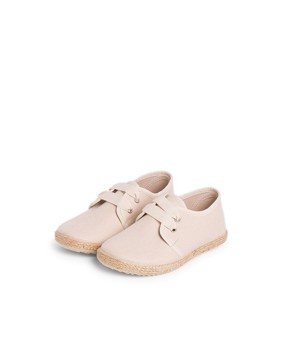 Sapatos de Cordões Efeito Acetinado Infantil Bege-4