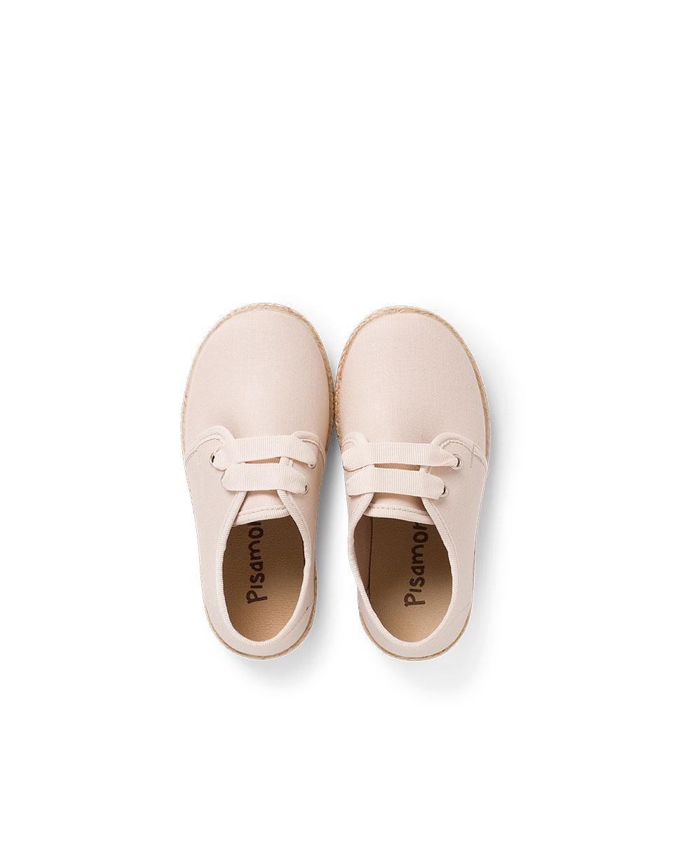 Sapatos de Cordões Efeito Acetinado Infantil Bege-5