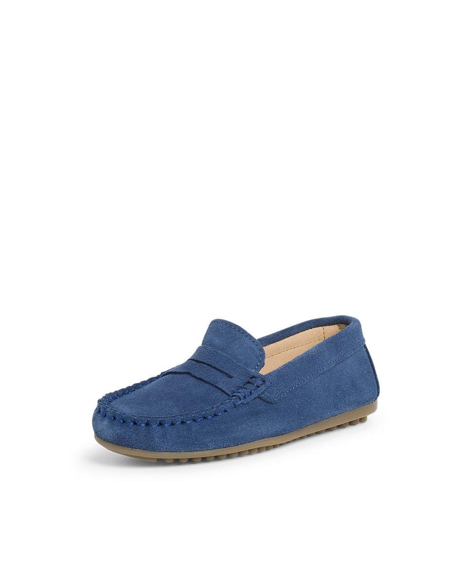 Mocassins Infantil de Camurça com Travessão Pisamonas Azul-claro-2