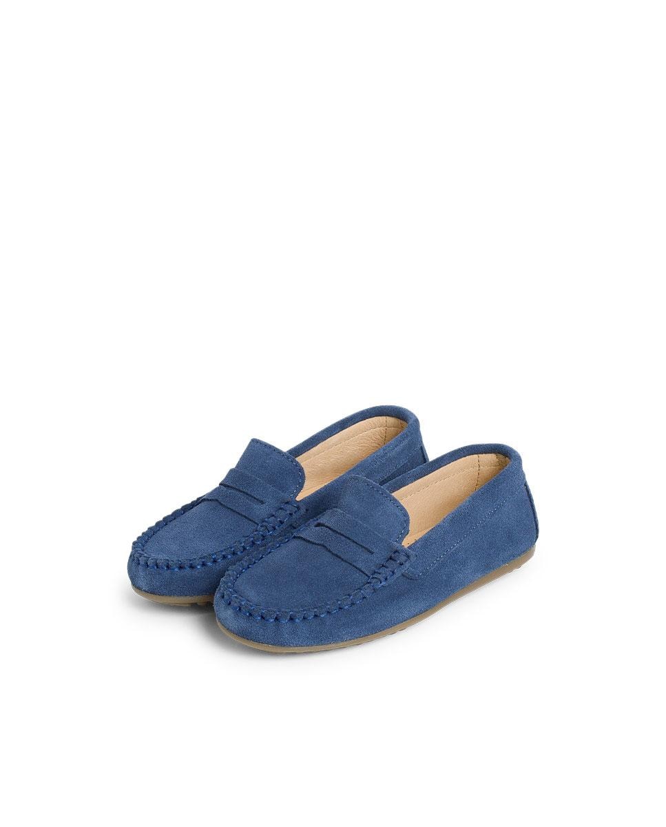 Mocassins Infantil de Camurça com Travessão Pisamonas Azul-claro-4