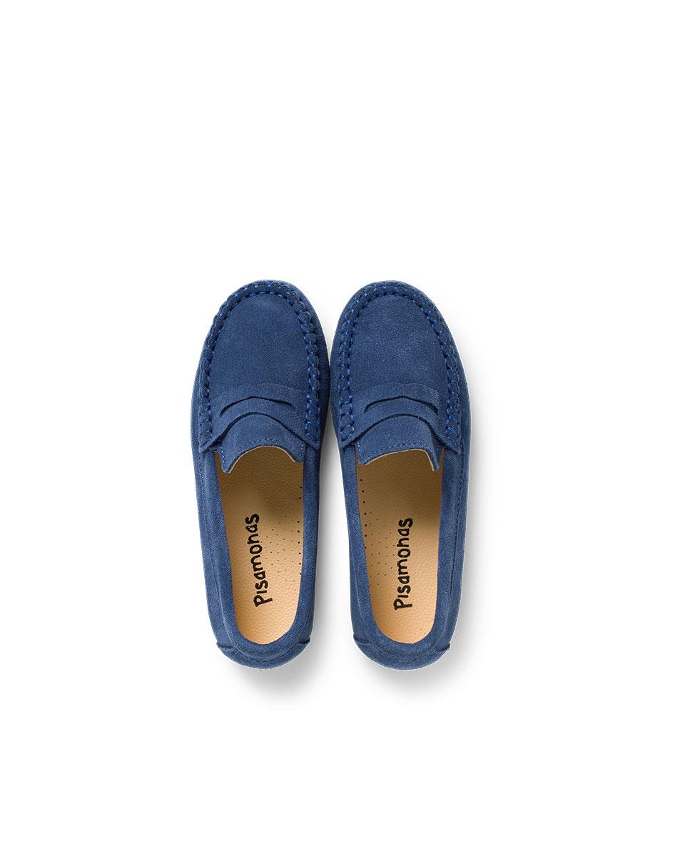 Mocassins Infantil de Camurça com Travessão Pisamonas Azul-claro-5