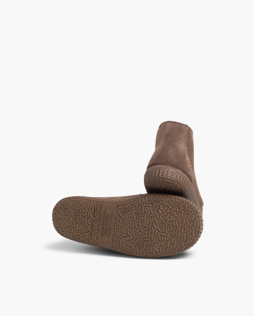 Botas de Bebé em Croute com Fecho de Atacadores Taupe-2