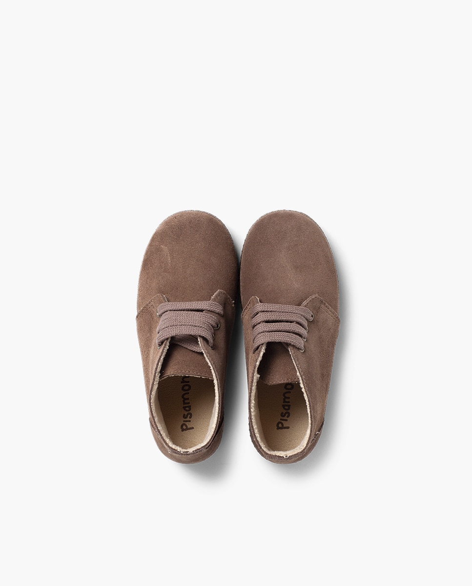Botas de Bebé em Croute com Fecho de Atacadores Taupe-4