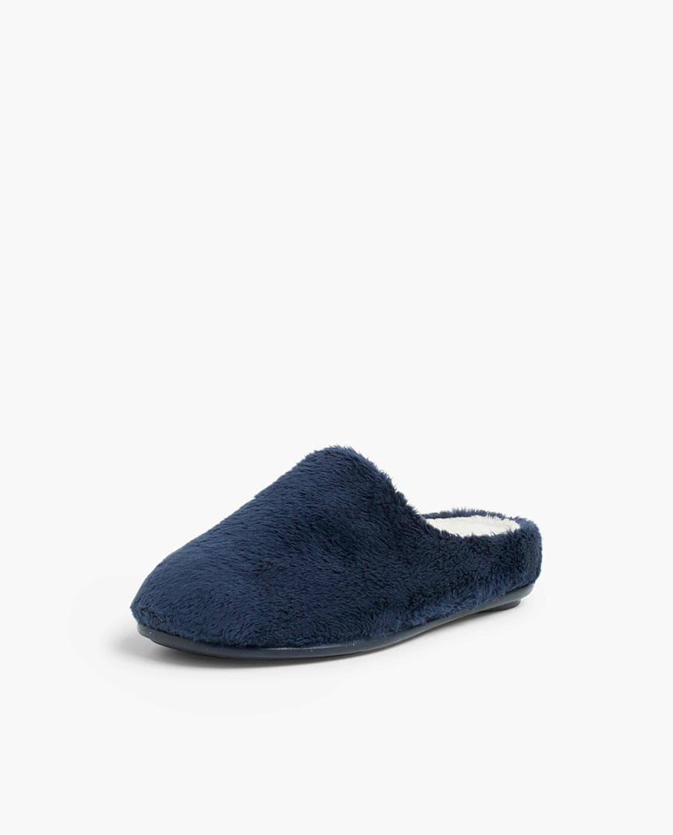 Pantufas Abertas Infantil de Pelo Suave Azul-marinho-2