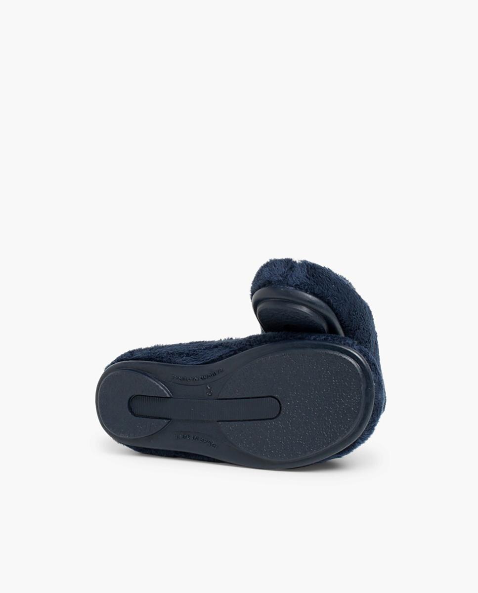Pantufas Abertas Infantil de Pelo Suave Azul-marinho-3
