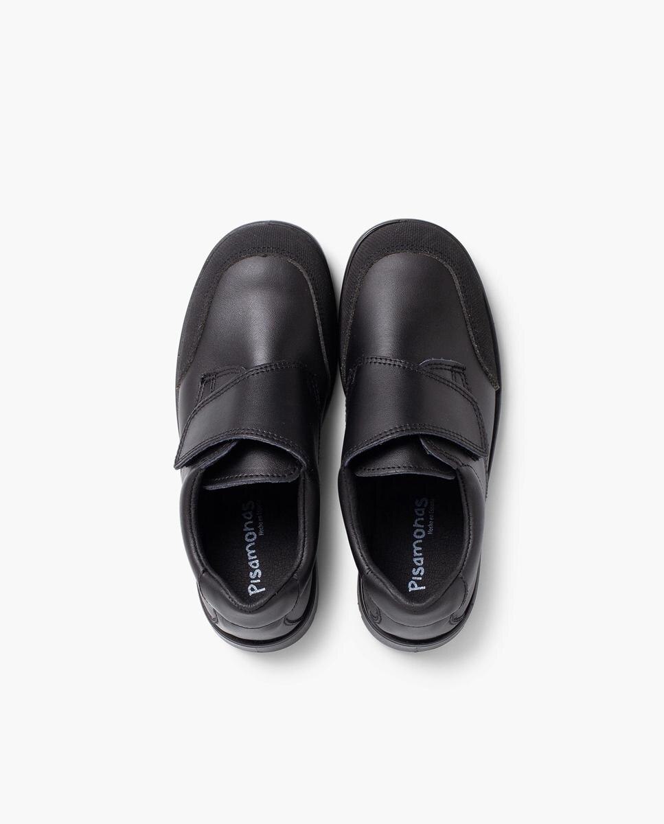 Sapatilhas de Pele Infantil com Velcro Pisamonas Preto-5