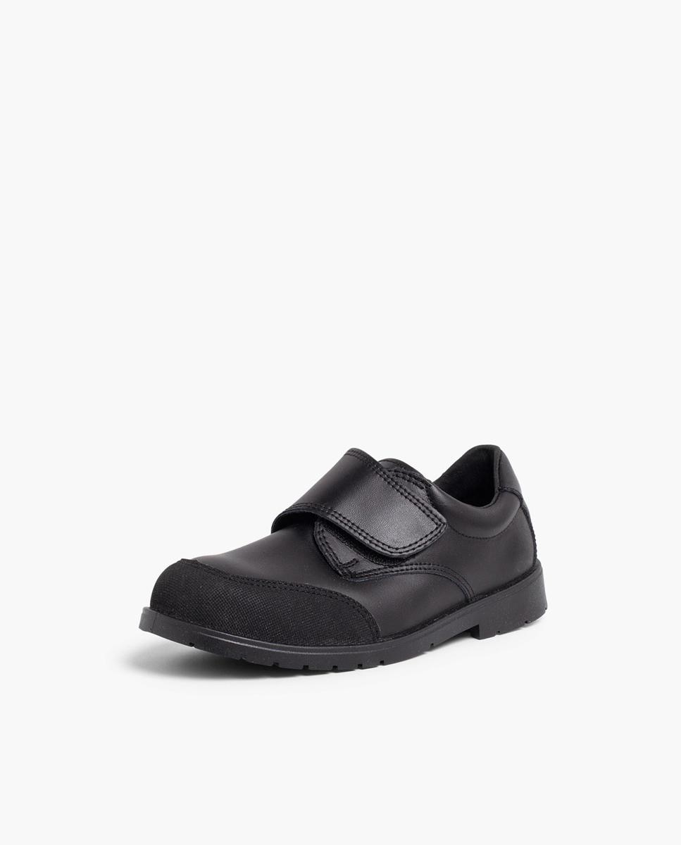 Sapatilhas de Pele Infantil com Velcro Preto-2