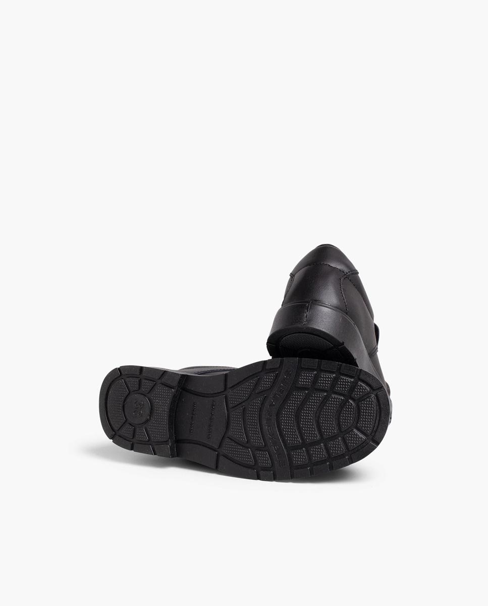 Sapatilhas de Pele Infantil com Velcro Preto-3