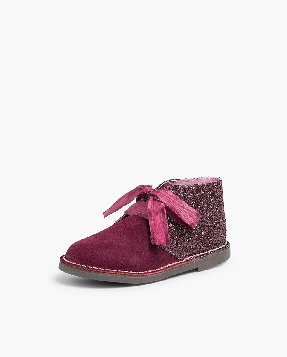 Botas Infantil de Pele com Glitter Bordeaux-2