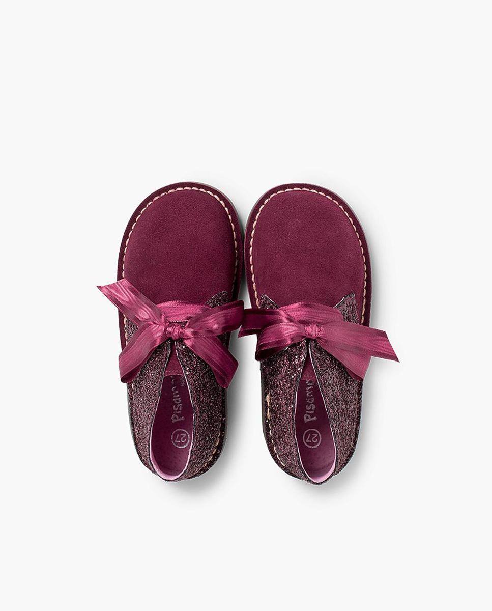 Botas Infantil de Pele com Glitter Bordeaux-5