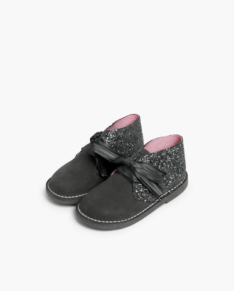 Botas de Pele com Glitter Cinzento-escuro-4