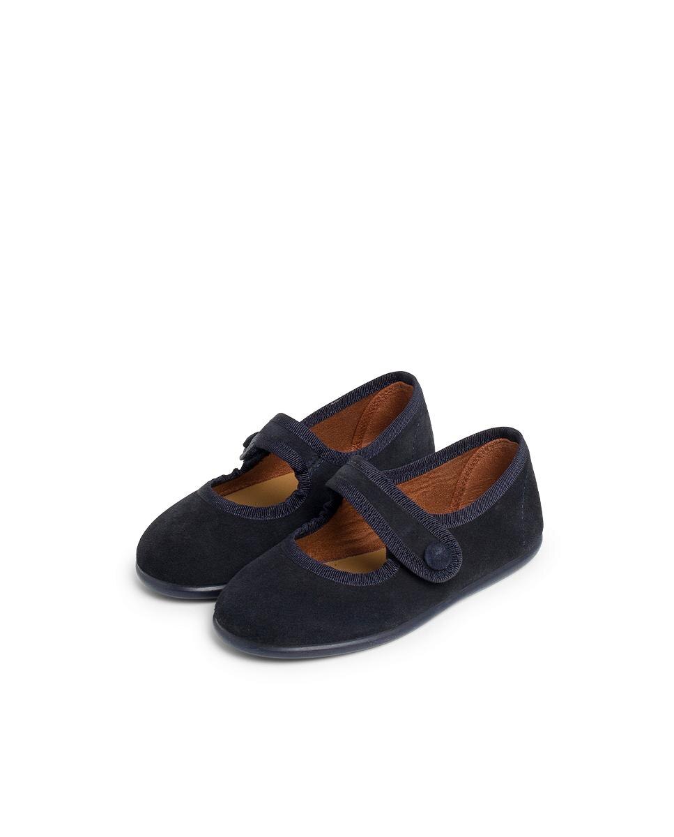 Merceditas em Camurça com Velcro Infantil Pisamonas Azul-marinho-4