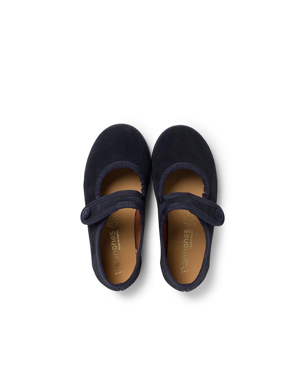 Merceditas em Camurça com Velcro Infantil Pisamonas Azul-marinho-5