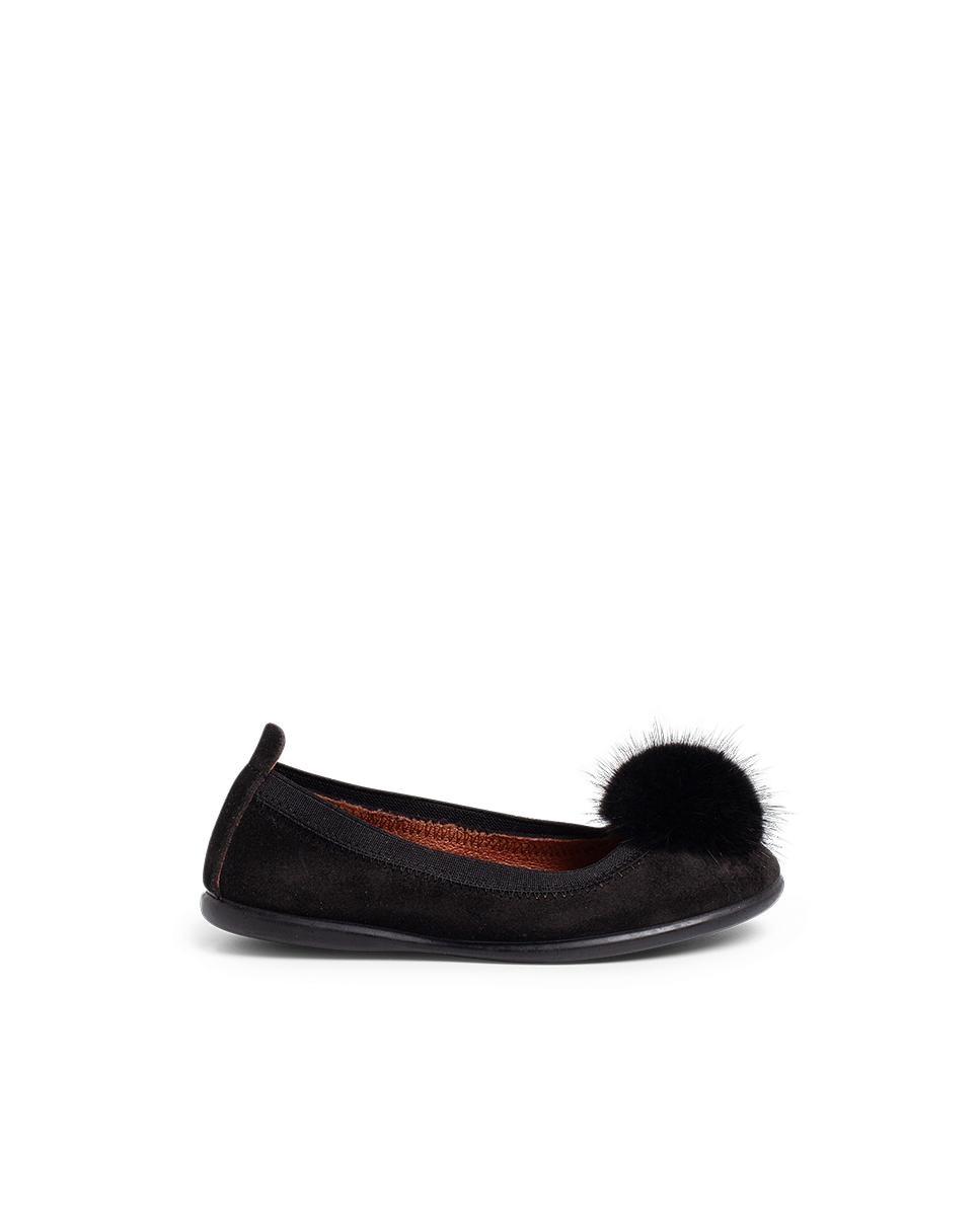 Sabrinas Infantil de Pele com Pompom Preto-1