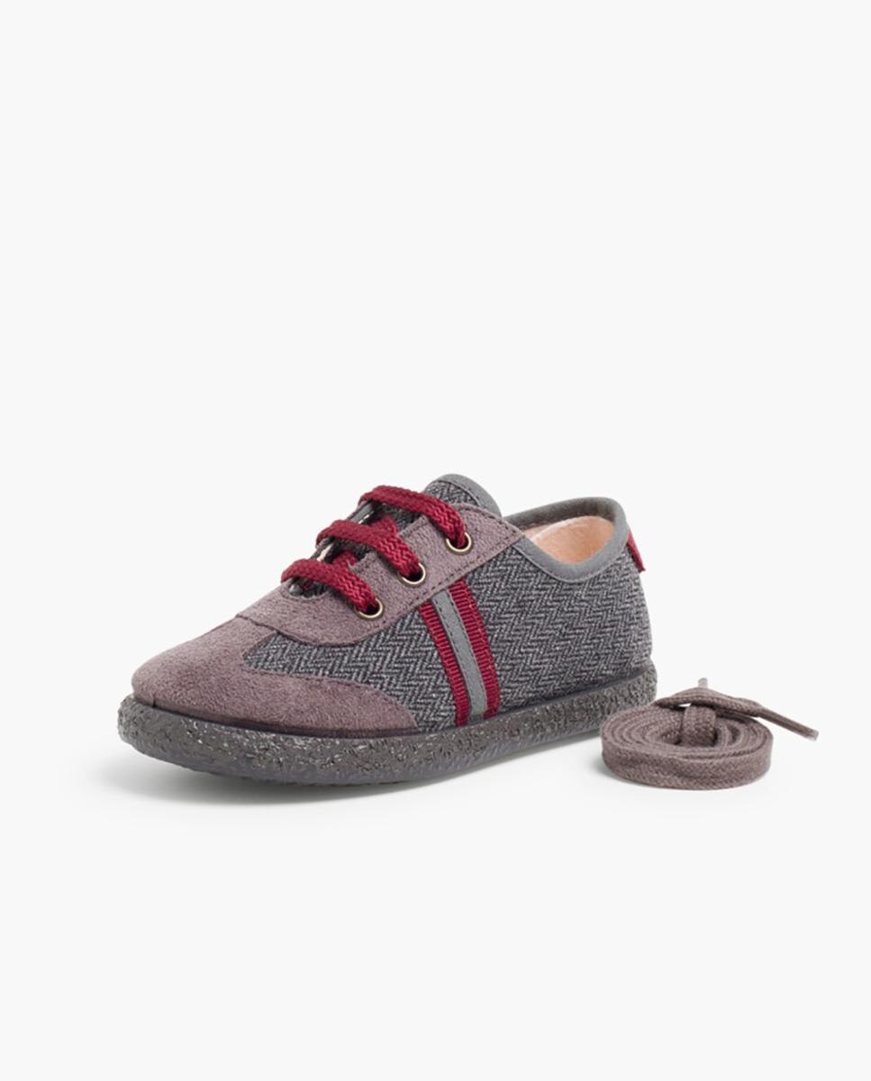 Sapatilhas de lona de Bebé Menino tipo Camurça e Espiga 2 Atacadores em Azul-índigo Pisamonas Bordeaux-3