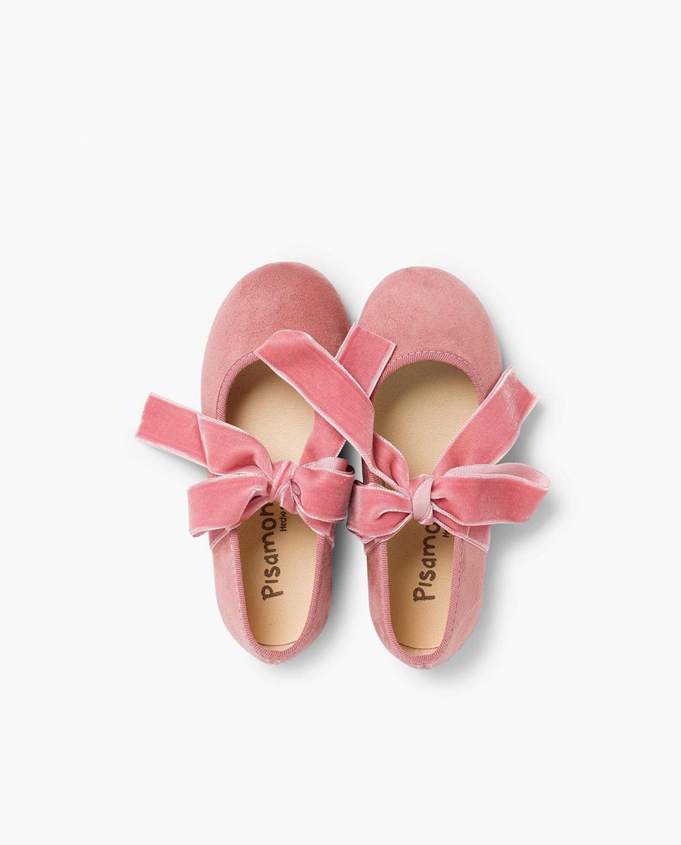 Merceditas com Laço de Veludo Rosa-5