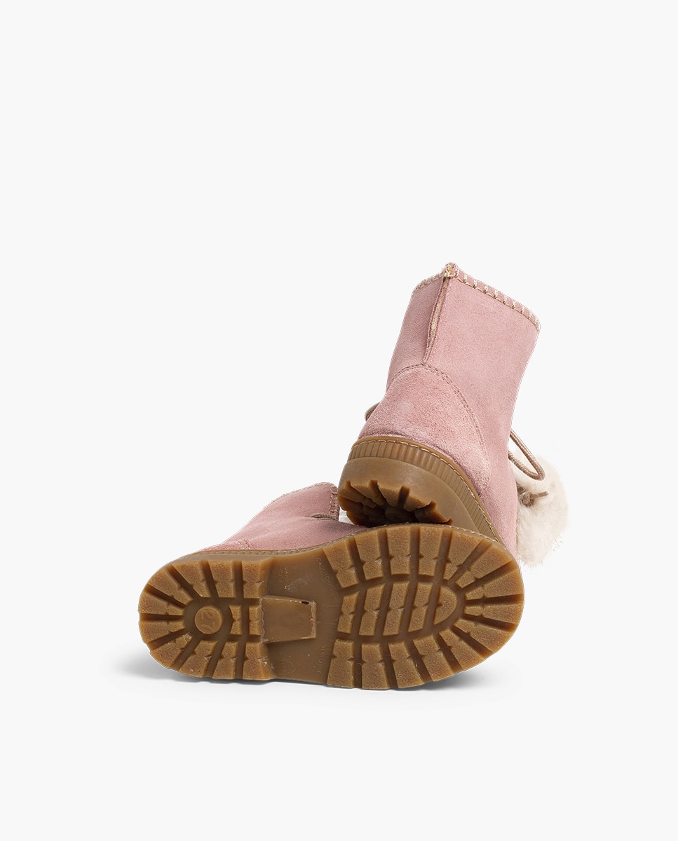 Botas com Pompons em Camurça Rosa-claro-2