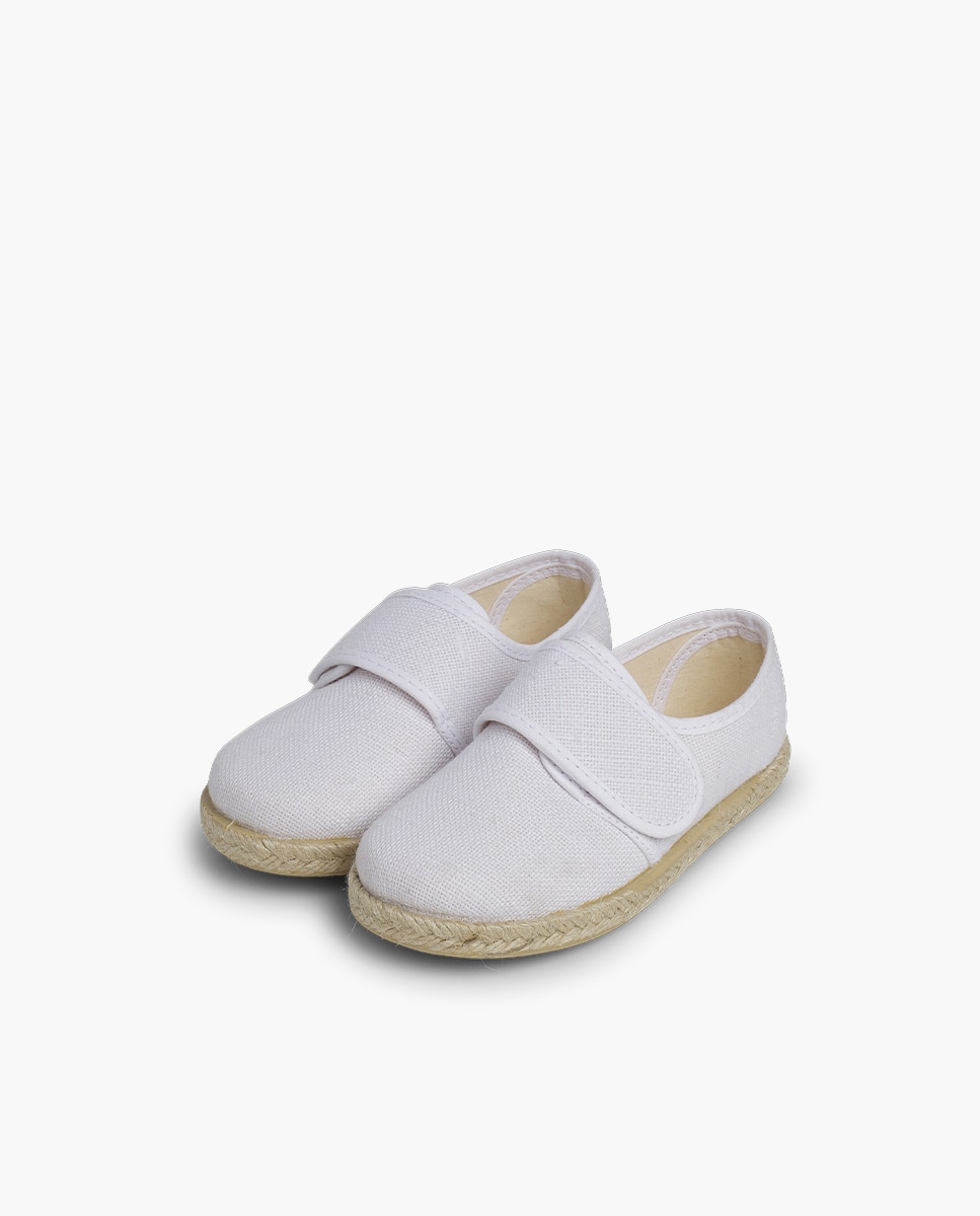 Bluchers Infantil de Linho com Velcro Branco-3