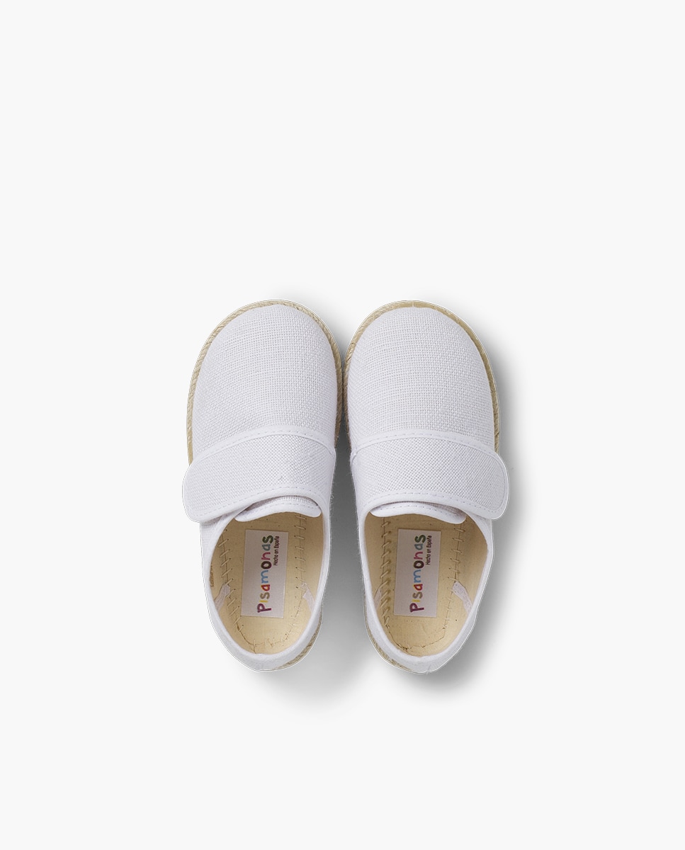 Bluchers Infantil de Linho com Velcro Branco-4