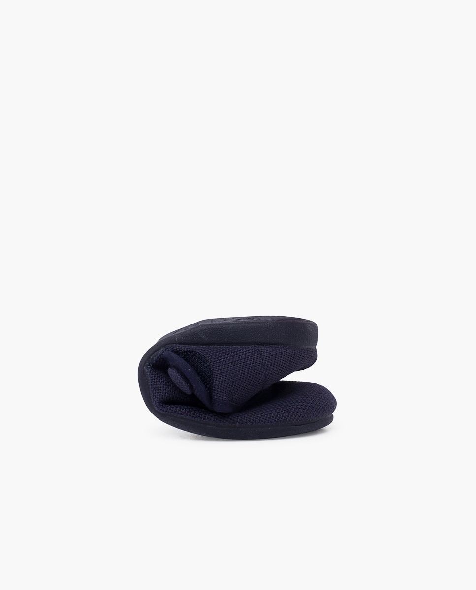 Merceditas de Linho com Velcro e Botão Azul-marinho-5