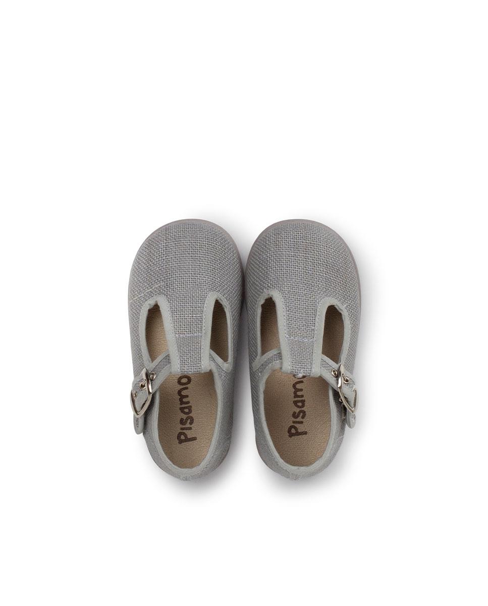 Pepitos para Bebé de Linho com Fivela Cinzento-5