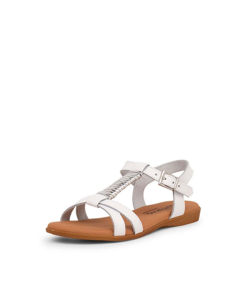 Sandálias Abertas Infantil de Pele com Fivela Branco-2