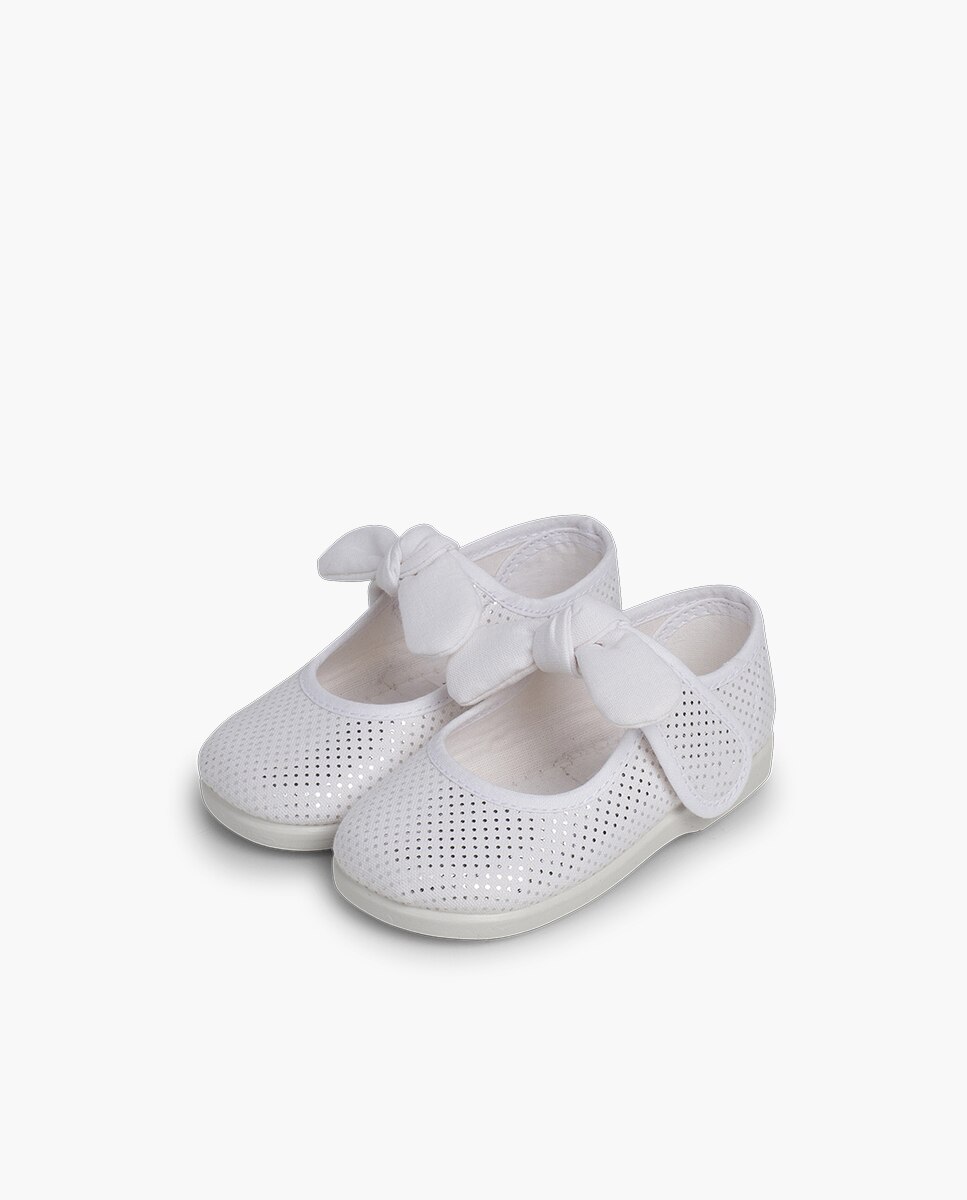 Merceditas de Bebé Tipo Angelito Pontinhos Brilhantes Pisamonas Branco-3