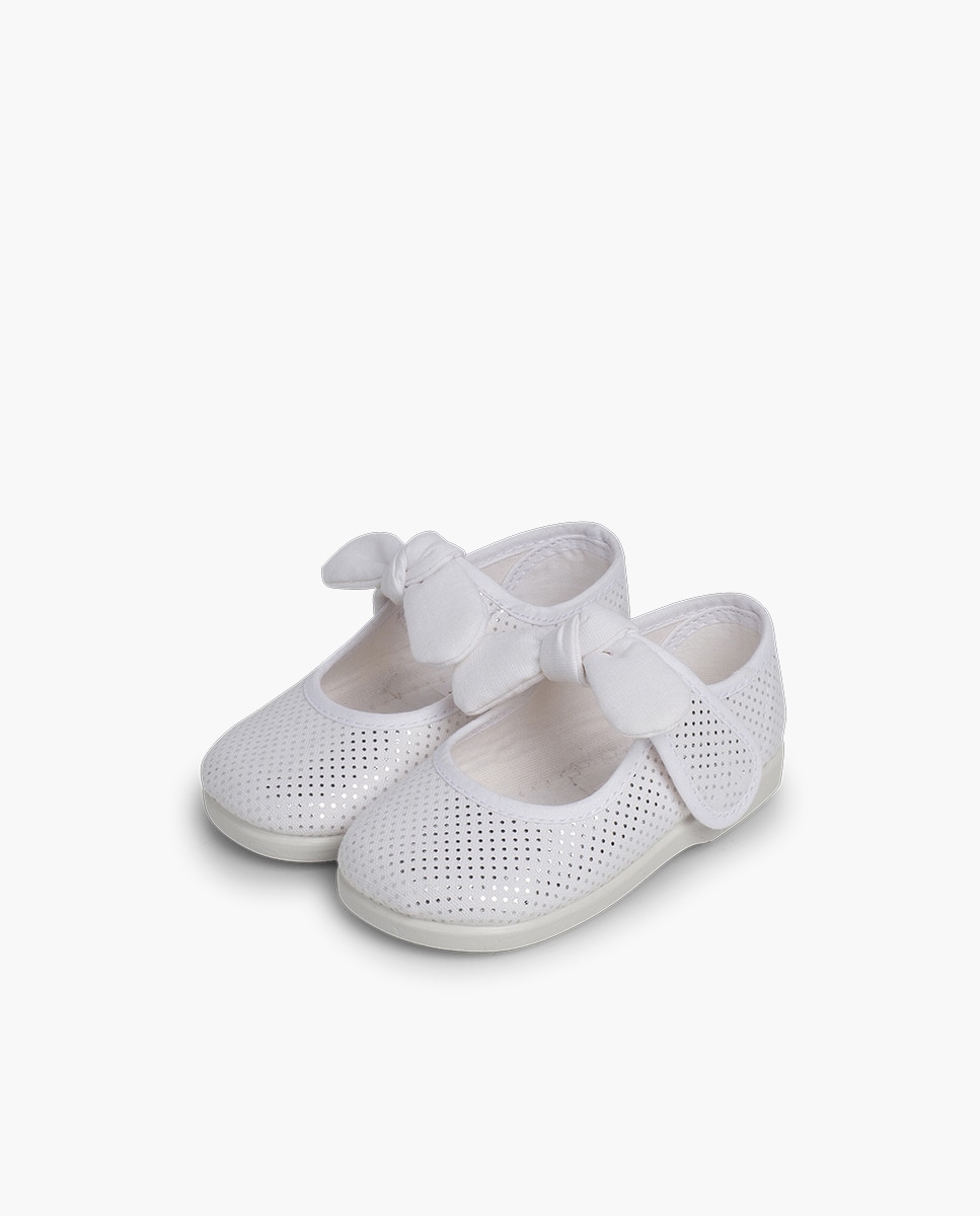 Merceditas de Bebé Tipo Angelito Pontinhos Brilhantes Pisamonas Branco-3