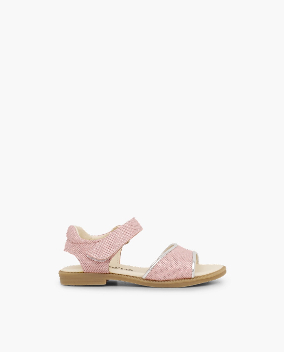 Sandálias Fechadas Infantil em Pele Brilhante com Velcro Pisamonas Rosa-pastel-1