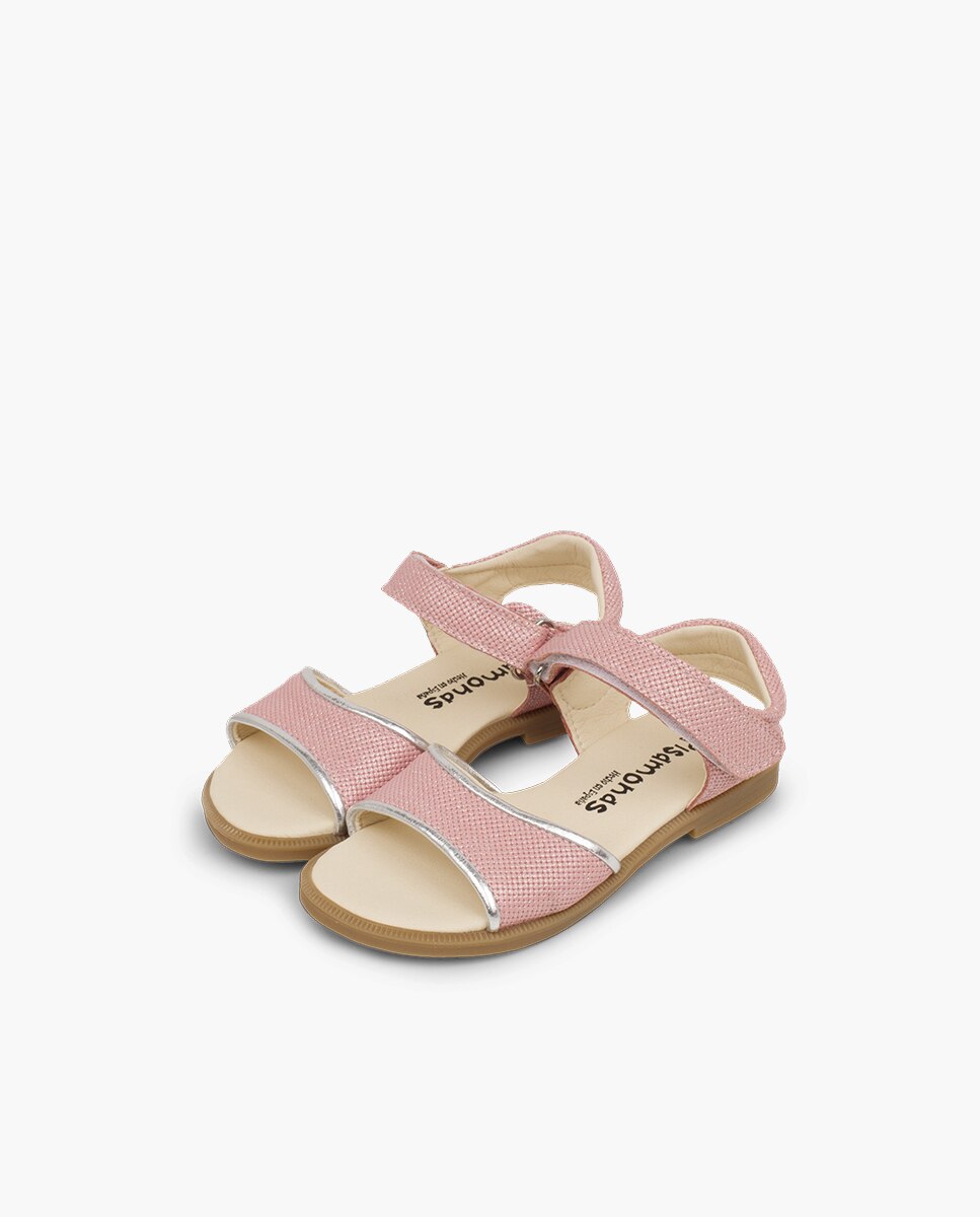 Sandálias Fechadas Infantil em Pele Brilhante com Velcro Pisamonas Rosa-pastel-3