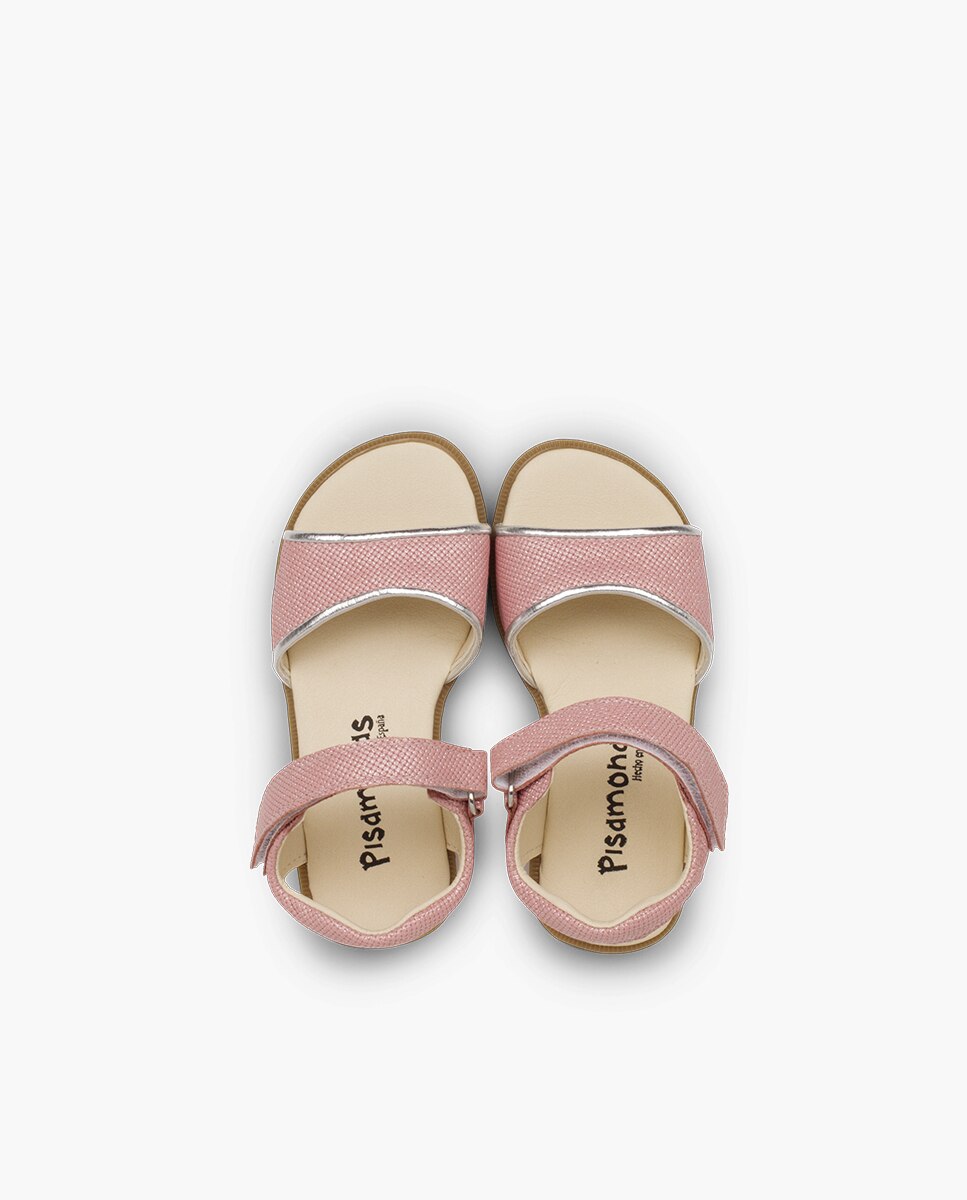 Sandálias Fechadas Infantil em Pele Brilhante com Velcro Pisamonas Rosa-pastel-4