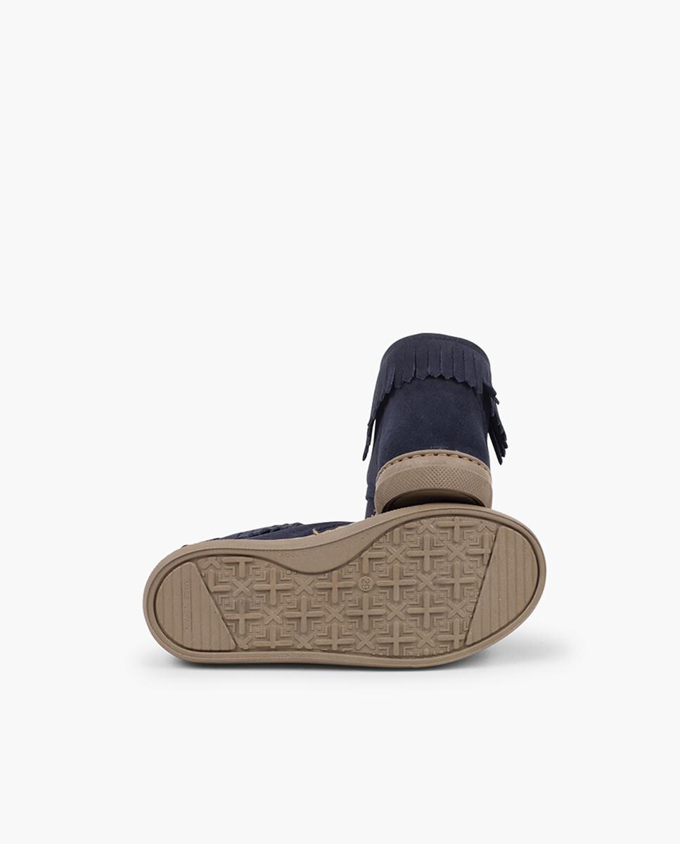 Botins de criança de camurça em cinzento com franjas Marinho-3