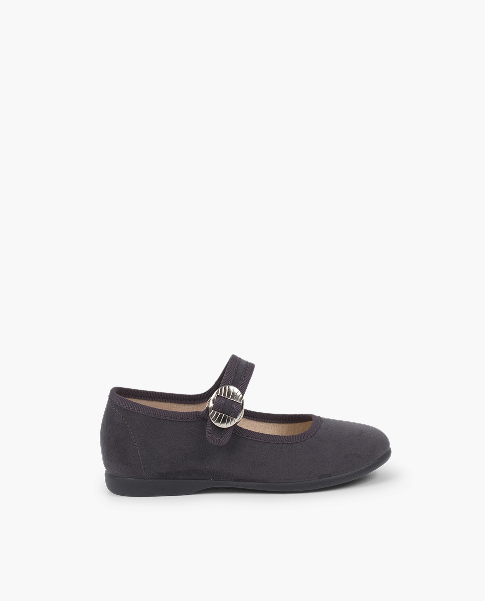 Merceditas Infantil Bamara com Fivela Japonesa Cinzento-escuro-1